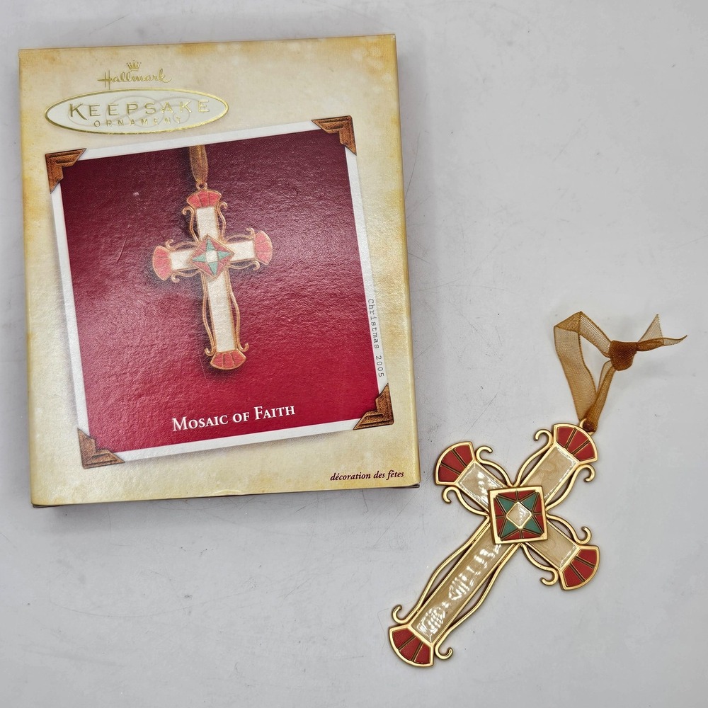 VTG Hallmark Keepsake Ornament 2005 Mosaic of Faith Cross Metal Christmas